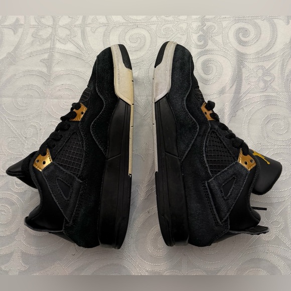 Nike Air Jordan 4 Retro Preschool Royalty Black Gold Sneakers Kid Size 13C - Picture 7 of 13